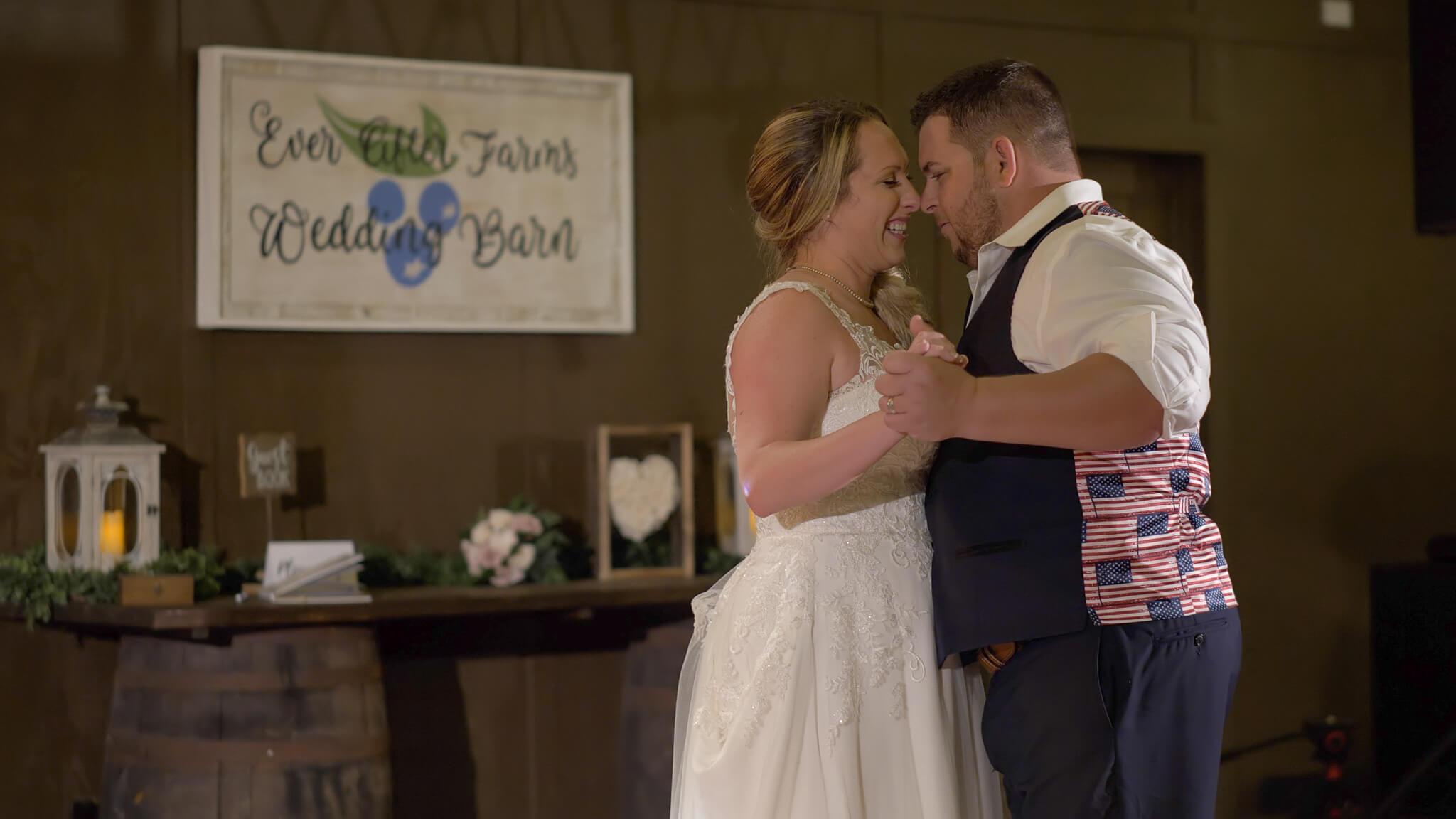 Married Couple Dancing at Ever After Farms Blueberry Barn Wedding