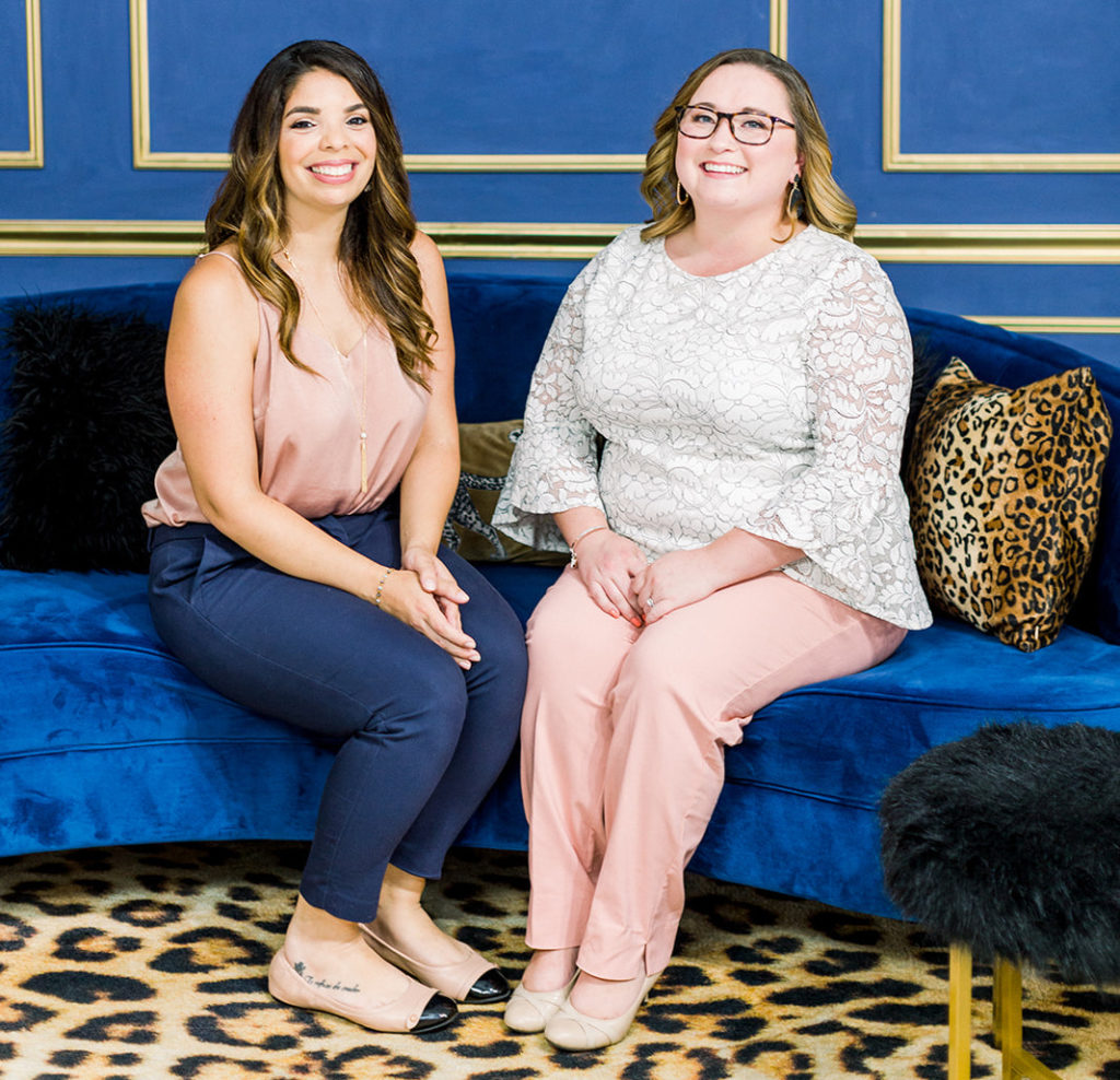 Orlando wedding planners Jessica and Nadine of Les Petits Details sitting on a couch